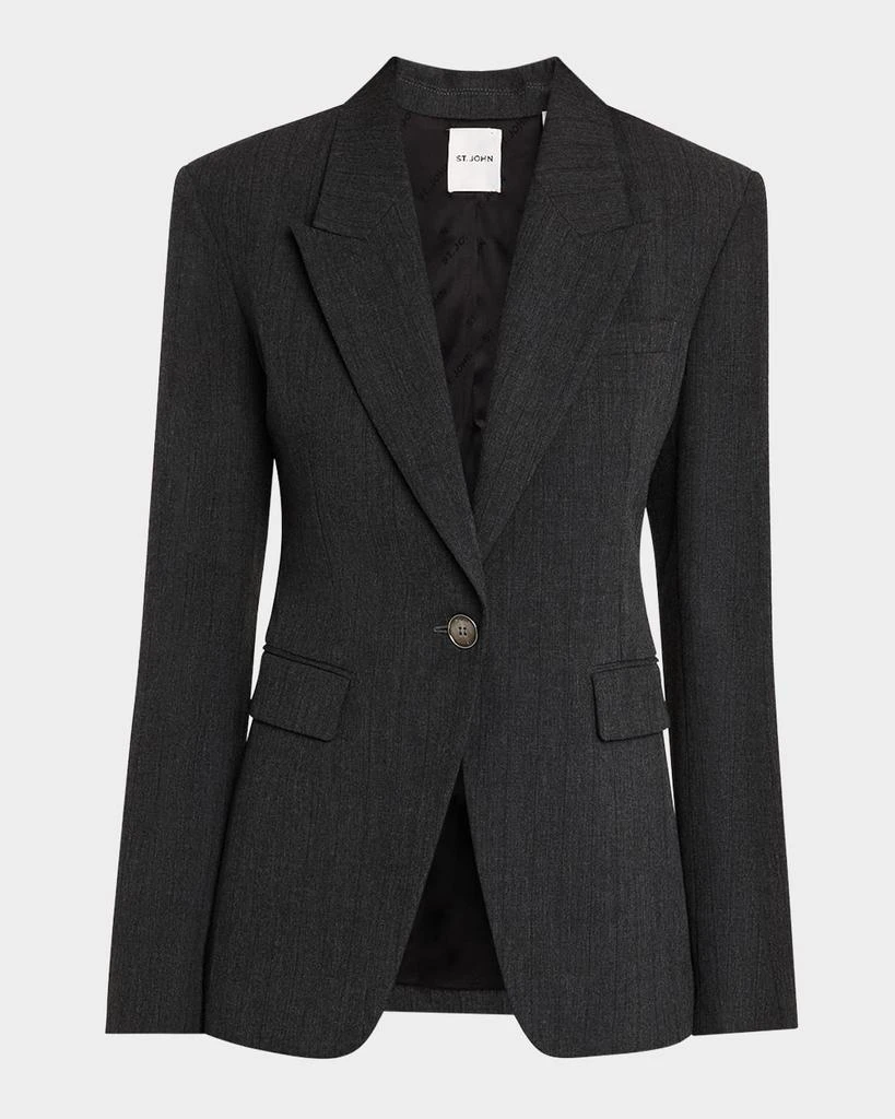 St. John Pinstripe Single-Breasted Suiting Jacket 1