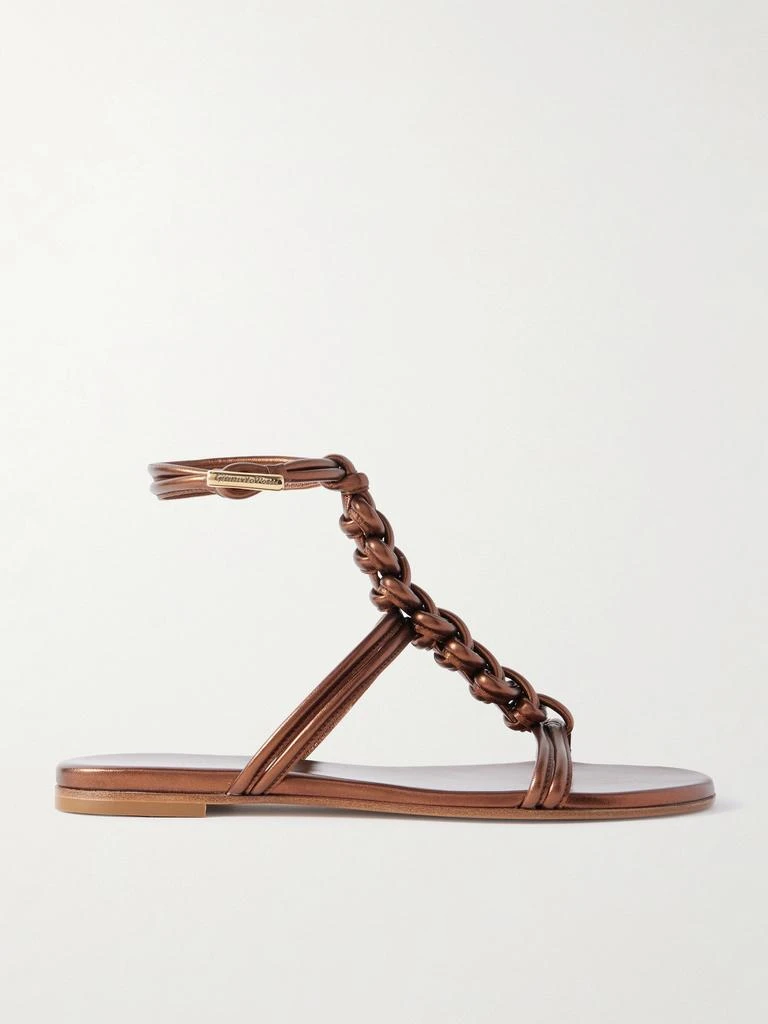 Gianvito Rossi Capua 金属感编织皮革凉鞋  - IT36 1