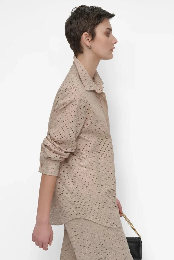 DKNY EYELET LONG SLEEVE BUTTON FRONT SHIRT 3