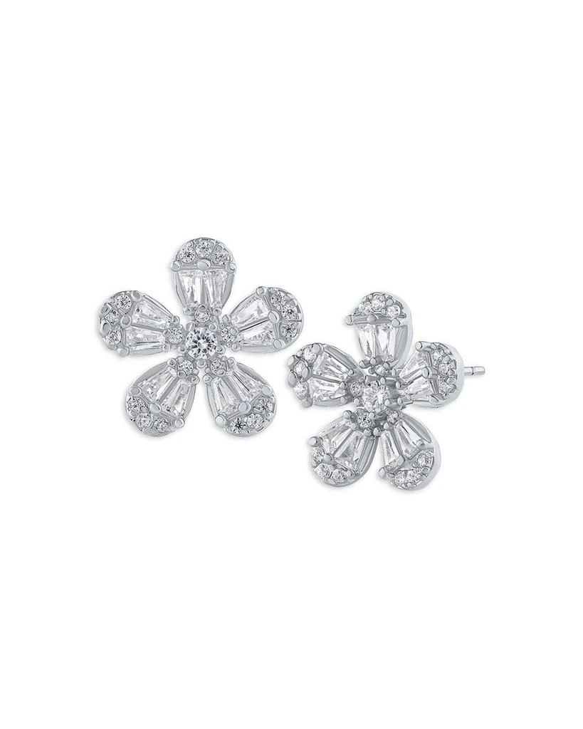 Kenneth Jay Lane Cubic Zirconia Flower Button Earrings 1