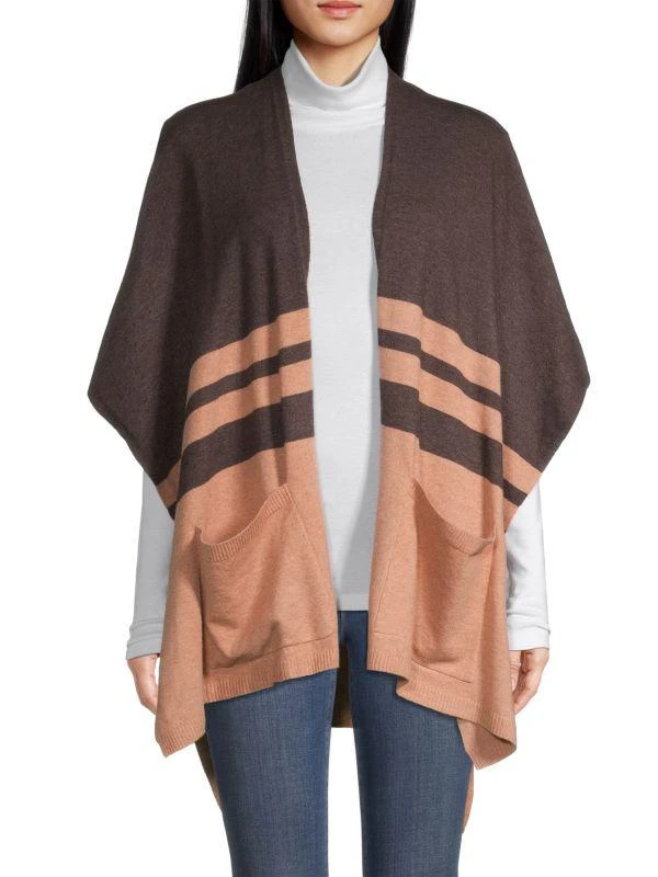 Saks Fifth Avenue Striped Colorblocked Knit Cape 1