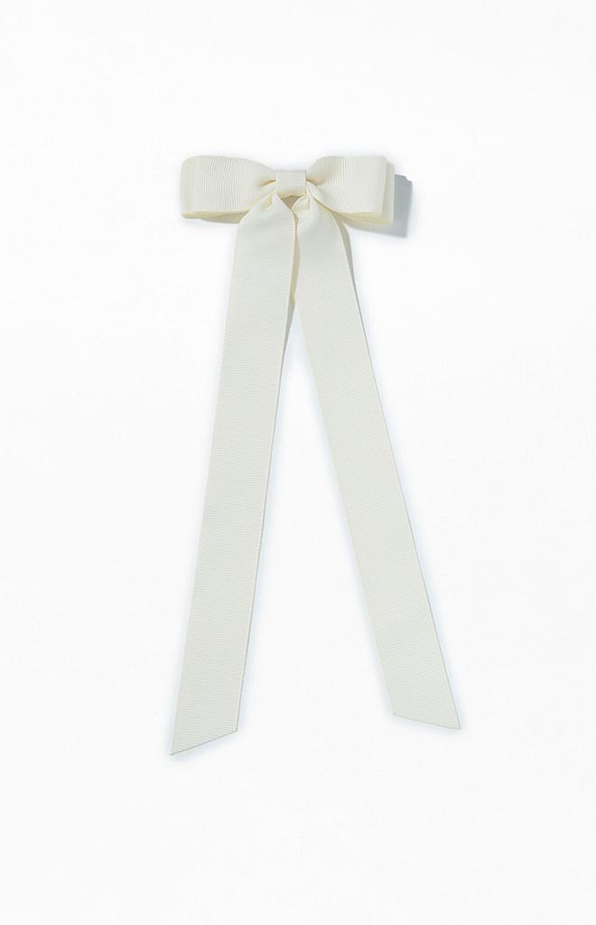 LA Hearts Cream Ribbed Double Loop Bow Barrette