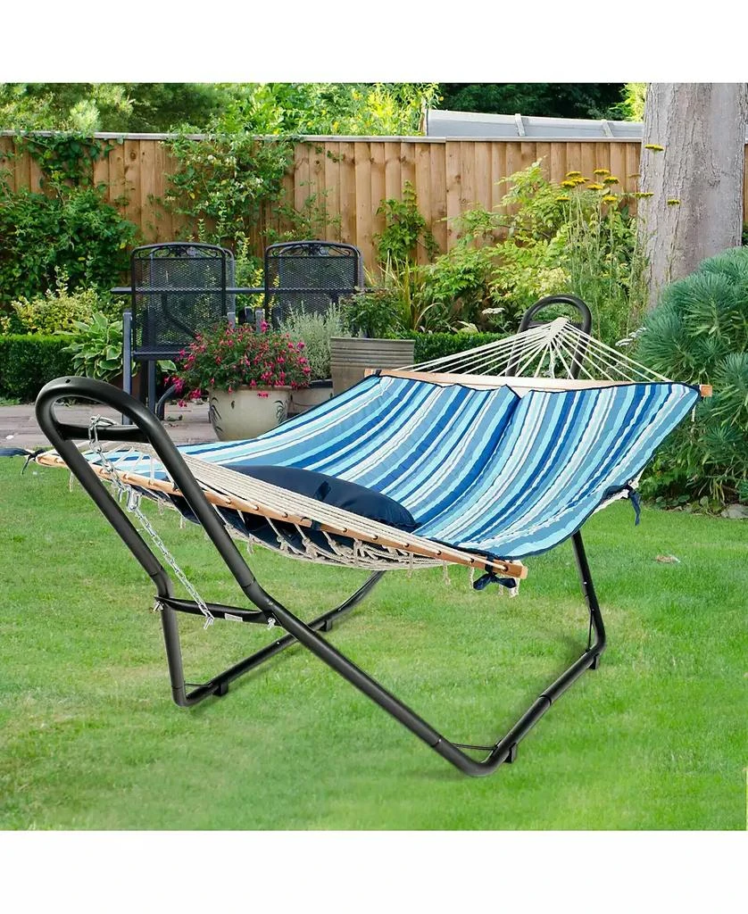 Gymax Hammock Stand Heavy Duty Steel Frame Hanging Hooks Indoor Outdoor 4