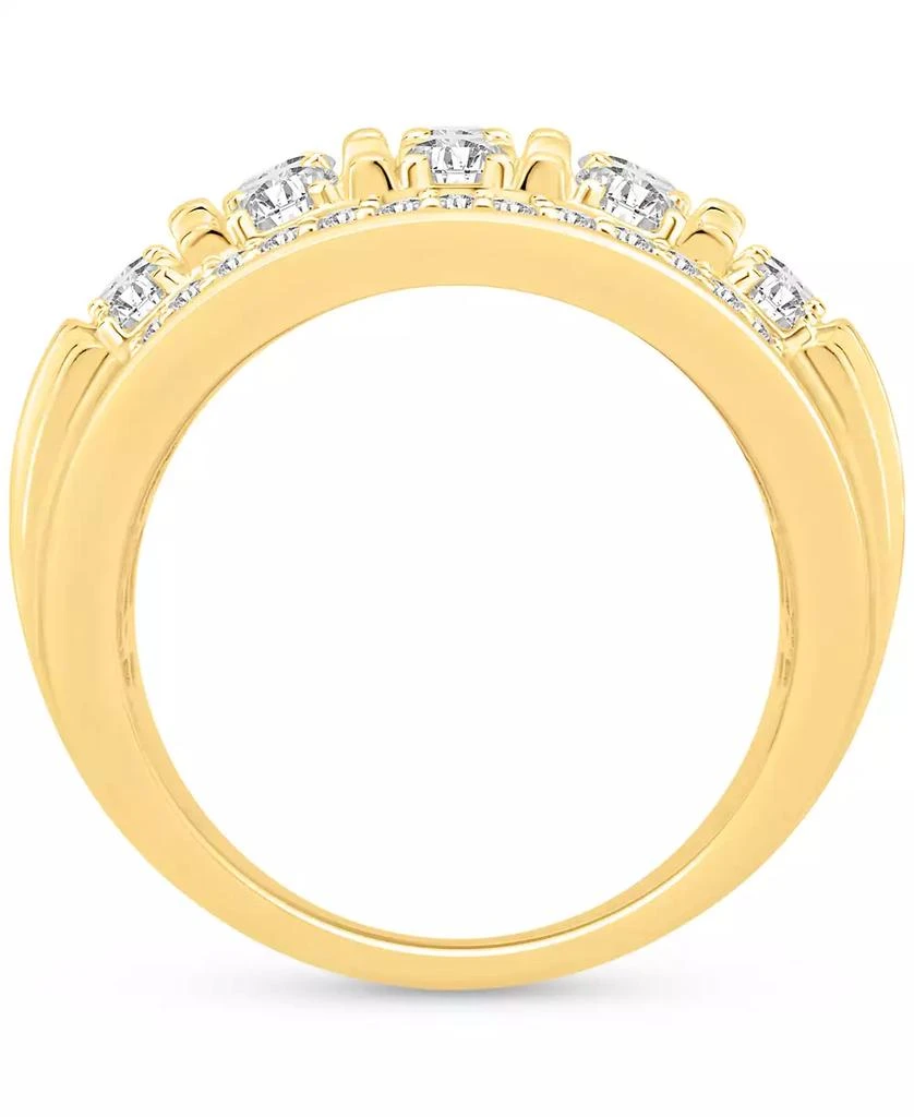 Macy
s Men
s Diamond Multirow Polished Statement Ring (3 ct. t.w.) in 10k Gold 5