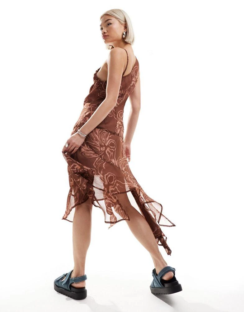 COLLUSION COLLUSION chiffon deconstructed asymmetric slip dress in blurred floral 4