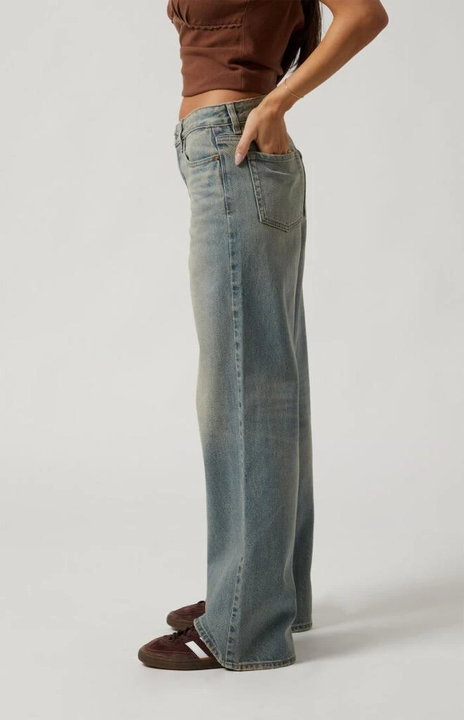 PacSun Casey Whisker Low Rise Baggy Jeans Light Indigo 3