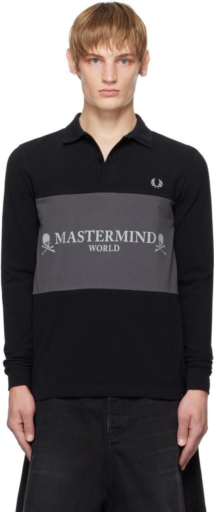 mastermind JAPAN Black Fred Perry Edition Logo Panel Polo