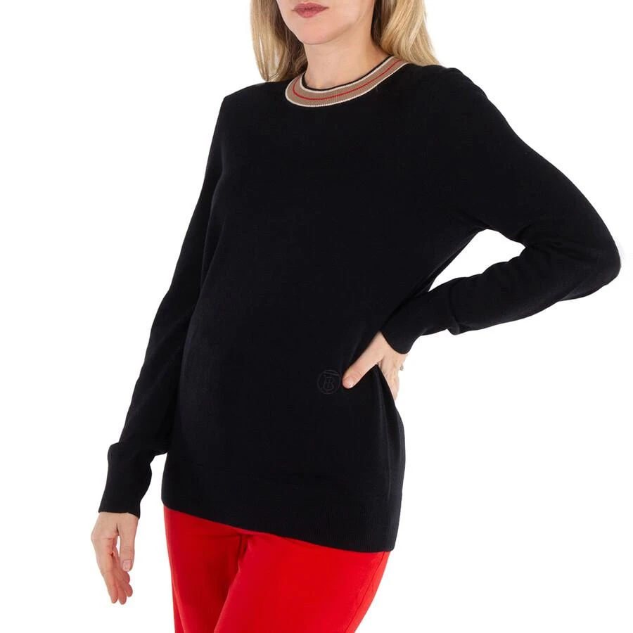 Burberry Burberry Black Stripe Cashmere Collar Sweater, Size Large 3