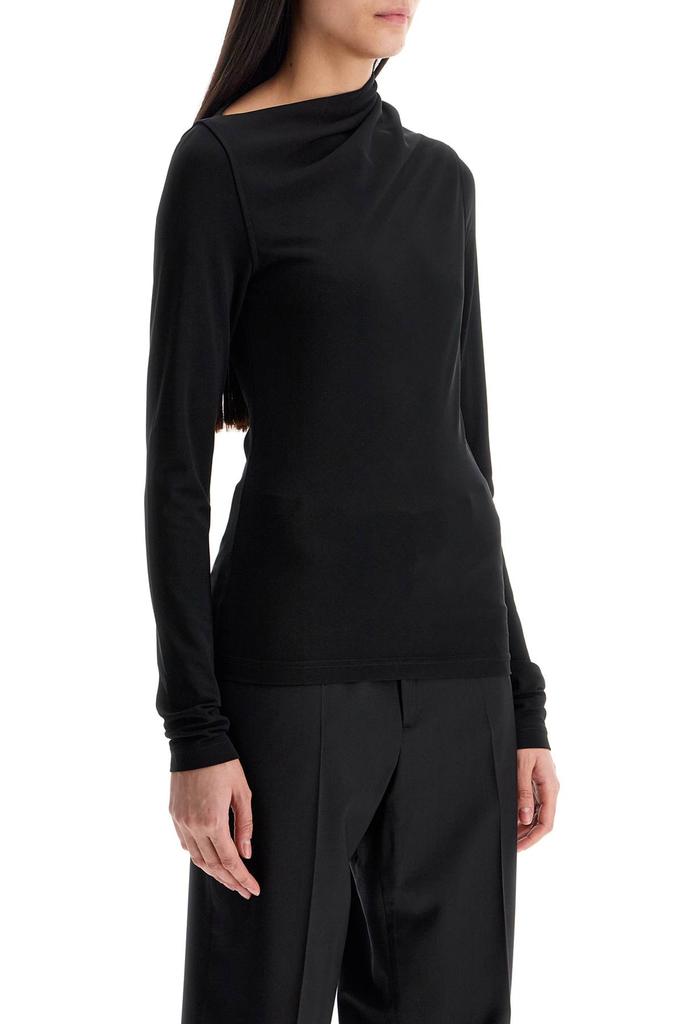 SS25【TOTEME】Black Draped Jersey Top with long sleeves Draped jersey top black – TOTEME