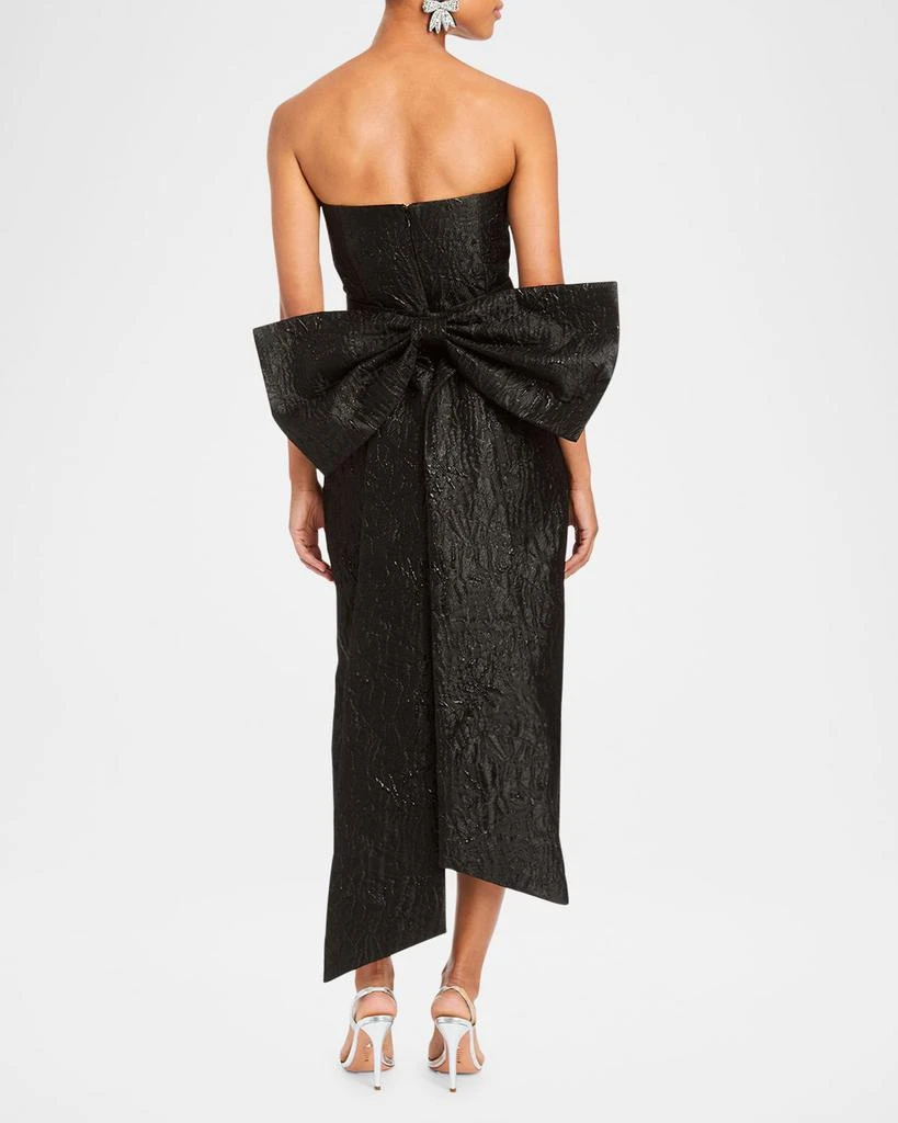 Mestiza New York Lorena Strapless Jacquard Bow Belt Midi Dress 3