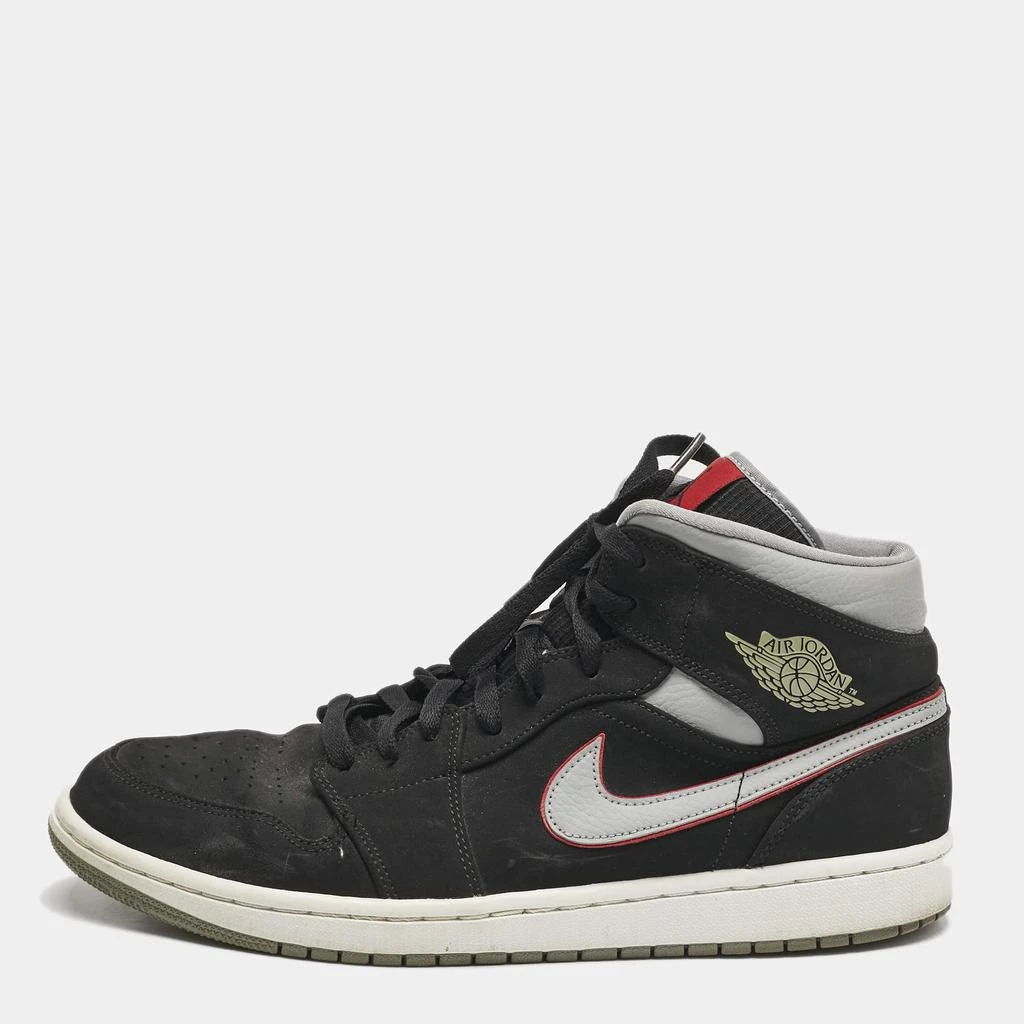 Jordan Air Jordans Black/Grey Durabuck and Leather Jordan 1 Mid Black Particle Grey Gym Red Sneakers Size 45.5 1