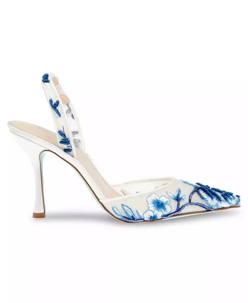 Betsey Johnson Women's Patch Mesh Embroidered Evening Pumps 2