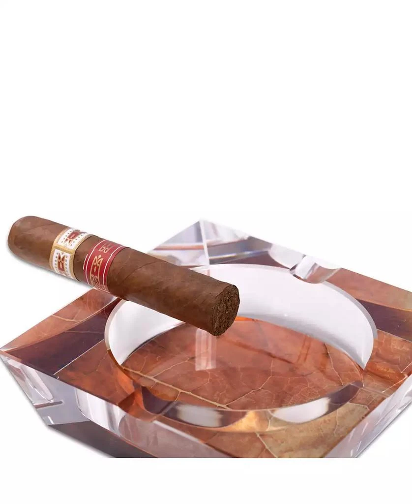 Bey-Berk Tobacco Leaf Design Crystal Ashtray with Four Cigar Rests 4