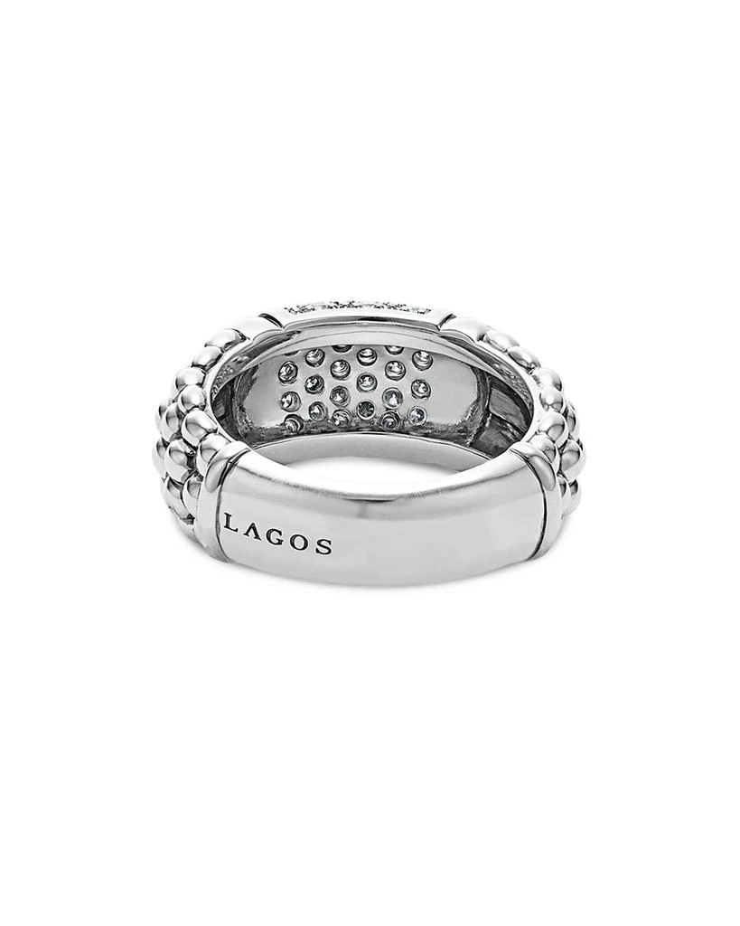 LAGOS Sterling Silver Pavé Diamond Caviar Ring 3