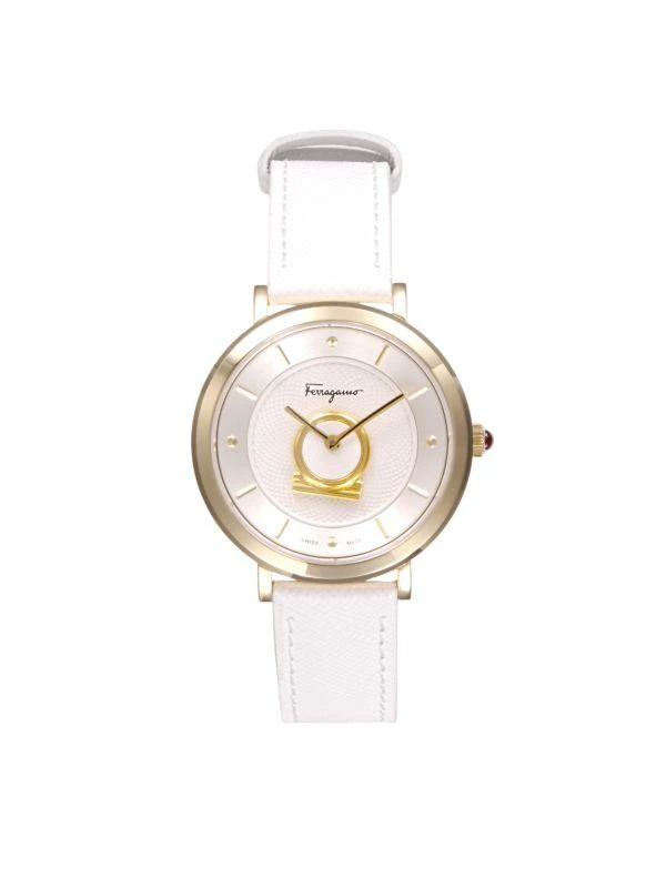 Salvatore Ferragamo Minuetto Stainless Steel Case 
Leather Strap Watch/36MM 1