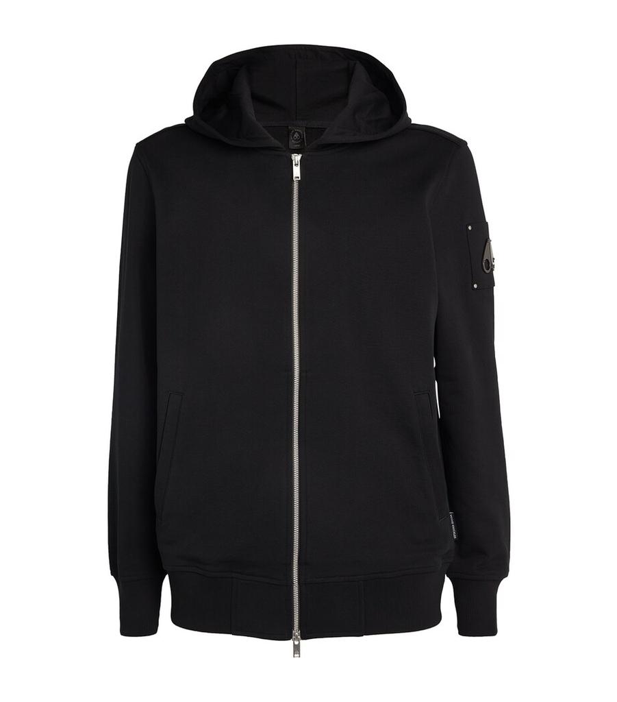 Moose Knuckles Logo Zip-Up Hoodie