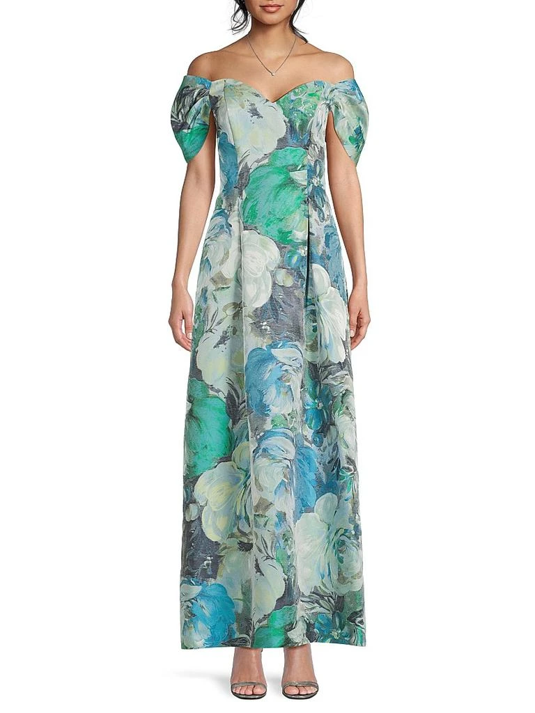 Aidan Mattox Floral Jacquard Gown 3