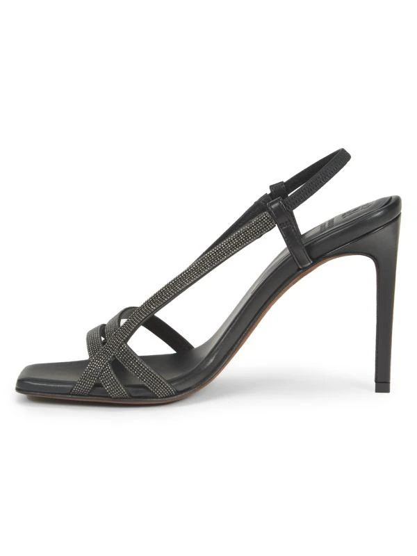 Brunello Cucinelli 105MM Embellished Leather Slingback Sandals 4