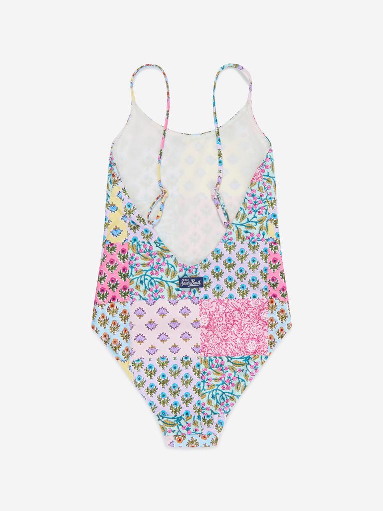 MC2 Saint Barth Girls Patchwork Swimsuit in Multicolour