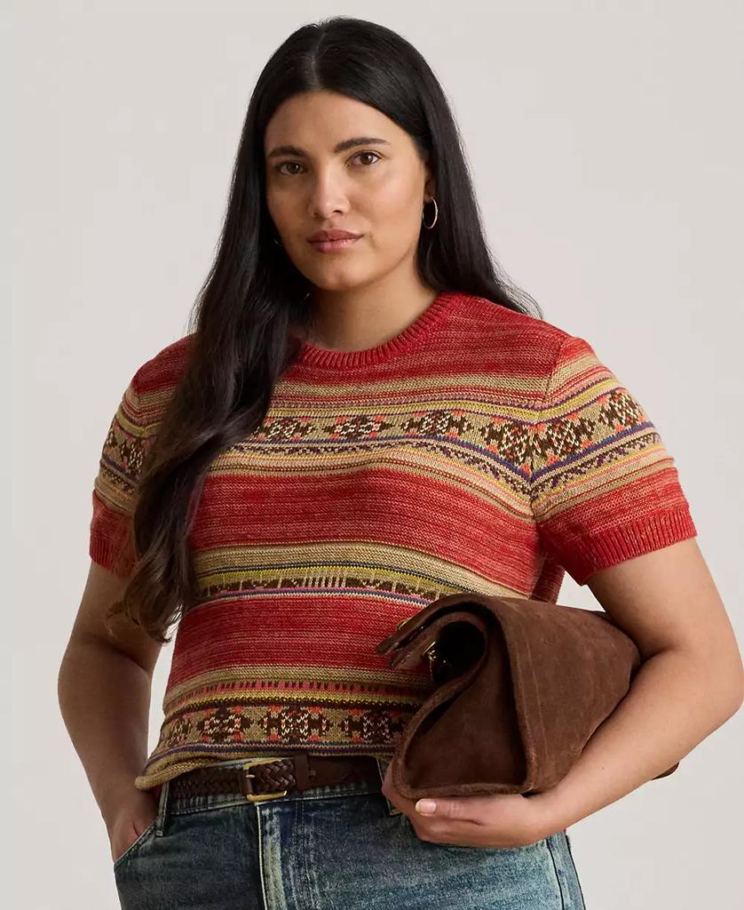 Ralph Lauren Women
s Geo-Striped Short-Sleeve Sweater, P/XS-