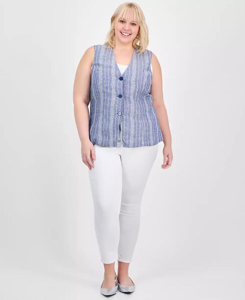 And Now This Trendy Plus Size Striped Three-Button Vest, Exclusively at Macy's