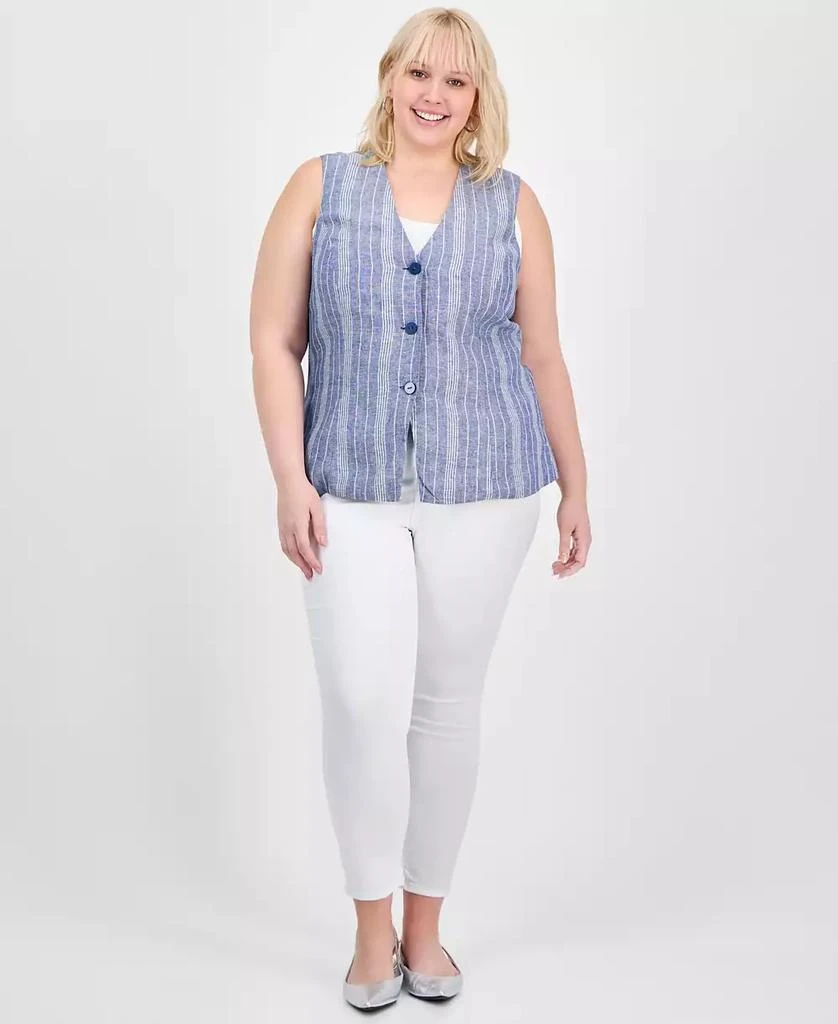 And Now This Trendy Plus Size Striped Three-Button Vest, Exclusively at Macy's 2