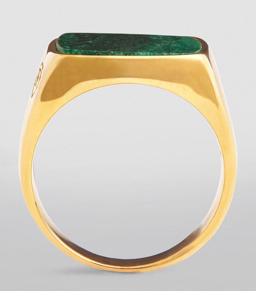 Nialaya Gold-Plated Jade Signet Ring
