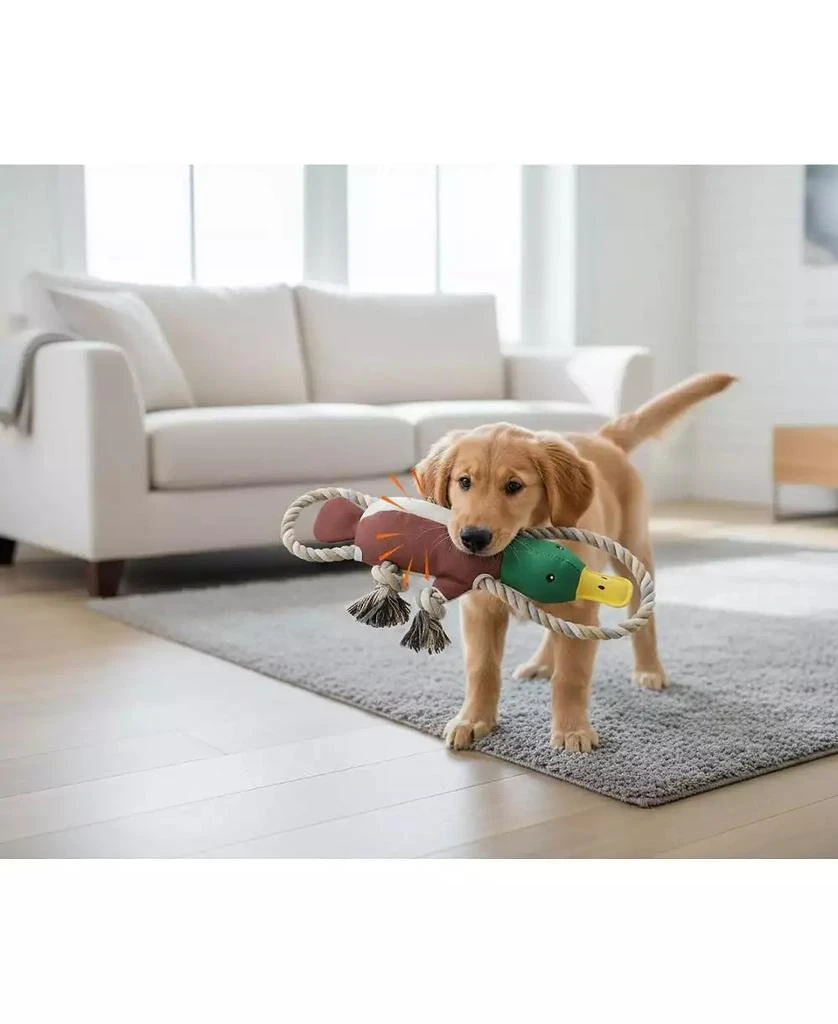 AOSTIRMOTOR Durable Duck Dog Toy for Aggressive Chewers, Interactive Plush with Squeaker 
Crinkle Sound for Tug-of-War and Play