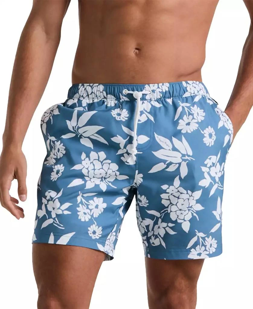 Original Penguin Men's Slim Fit Floral Print Drawstring 7" Swim Trunks 4