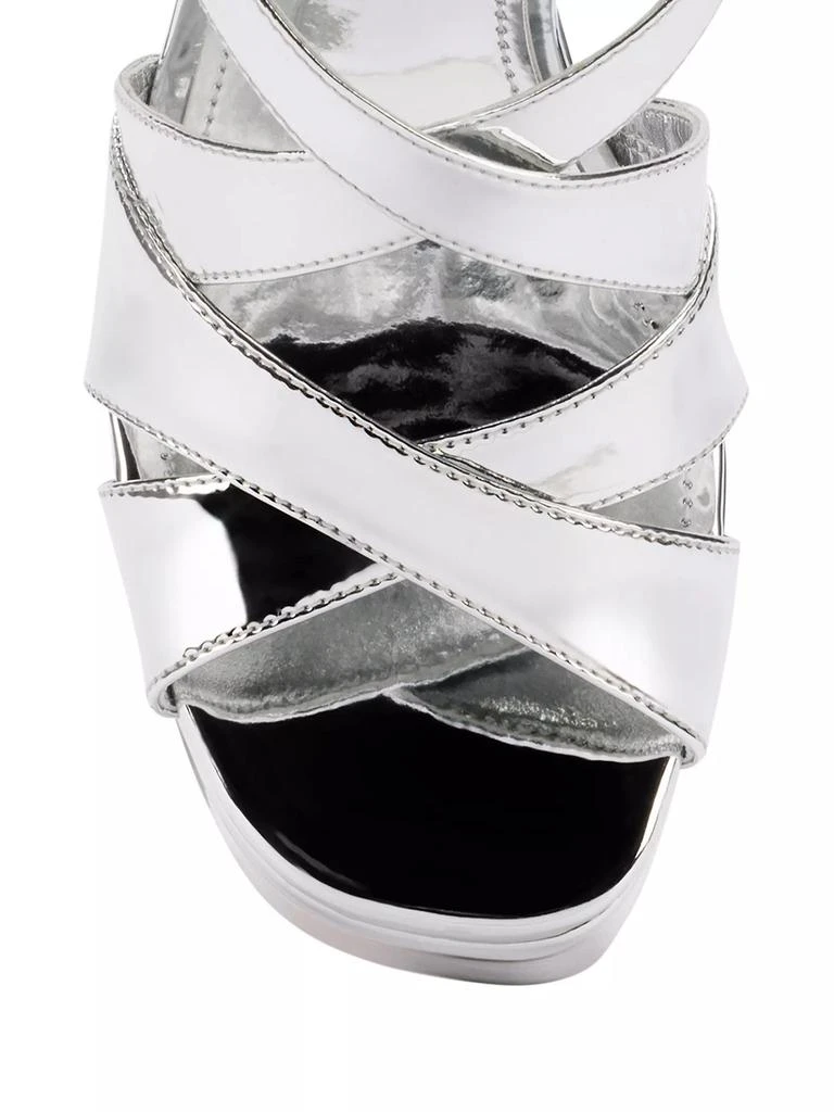 Larroudé Bee 115MM Mirrored Faux Leather Sandals 4