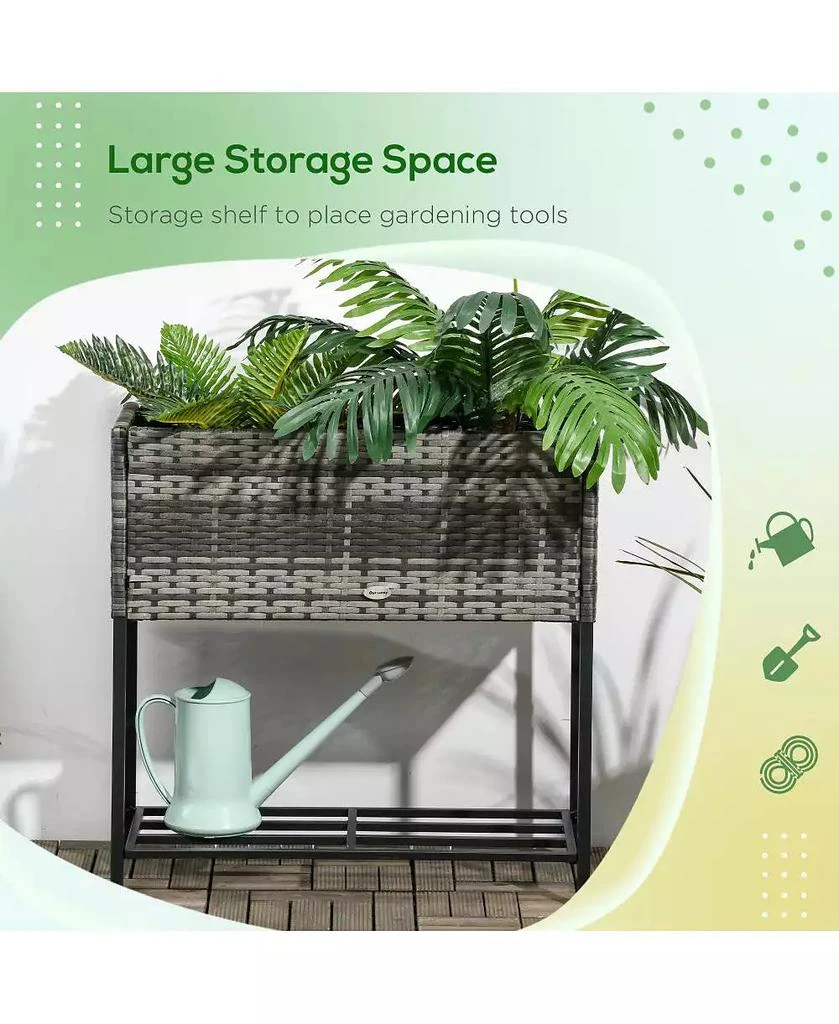 Chic Crate Outsunny Elevated Planter Box with Rattan Look 2