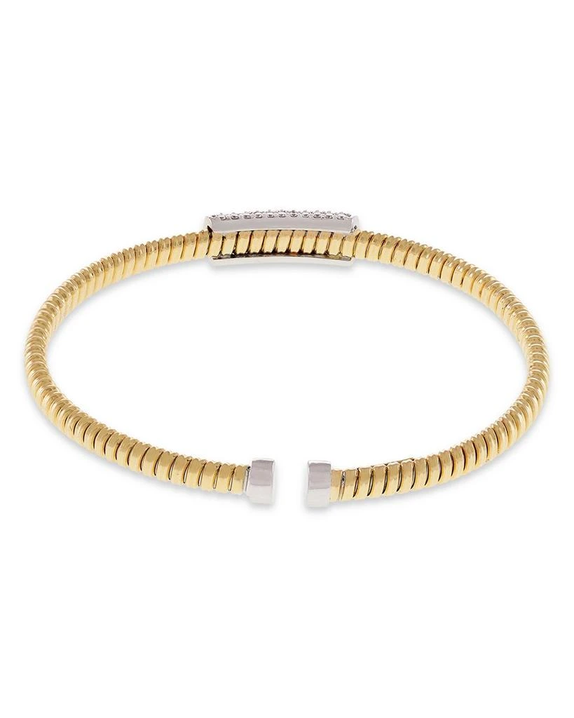 Alberto Milani 18K Yellow Gold Via Mercanti Tubogas Diamond Cylinder Bangle Bracelet 2