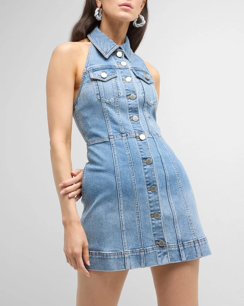 Alice + Olivia Kendall Denim Halter Mini Dress 8