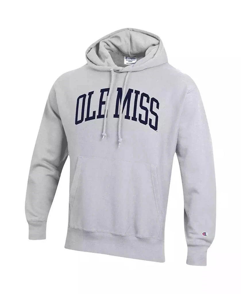 Champion Men's Heathered Gray Ole Miss Rebels Team Arch Reverse Weave Pullover Hoodie 3