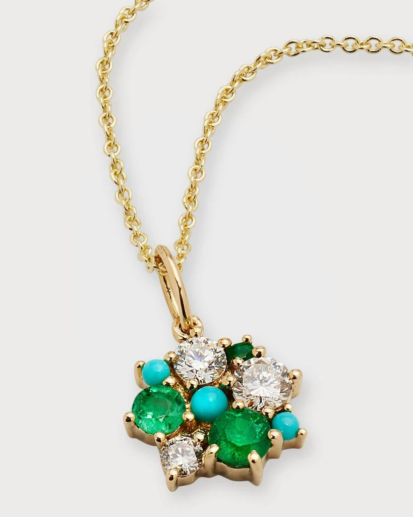 Sydney Evan Diamond, Emerald & Turquoise Tiffany Chain Necklace 3