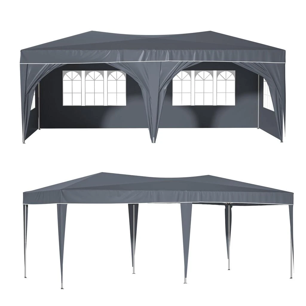 Streamdale Furniture Streamdale 10x20 Pop Up Canopy Tent w/ Sidewalls - Gray 1