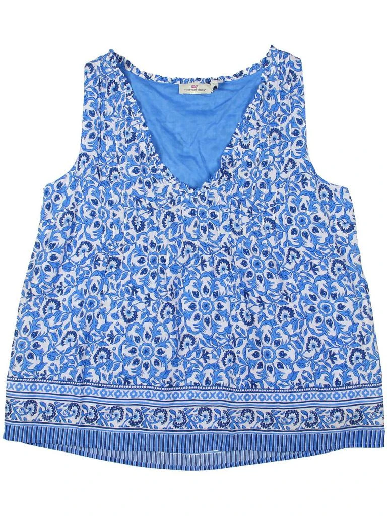 Vineyard Vines Womens V-Neck Pintuck Blouse 1