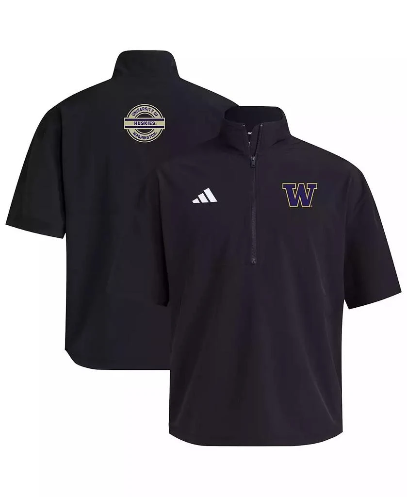 Adidas Men's Black Washington Huskies 2024 Half-Zip Short Sleeve Training Jacket 1
