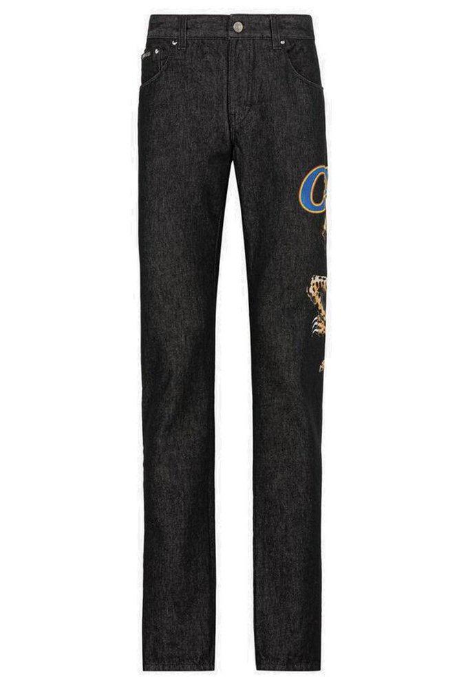 Roberto Cavalli Roberto Cavalli Logo Print Straight Leg Jeans