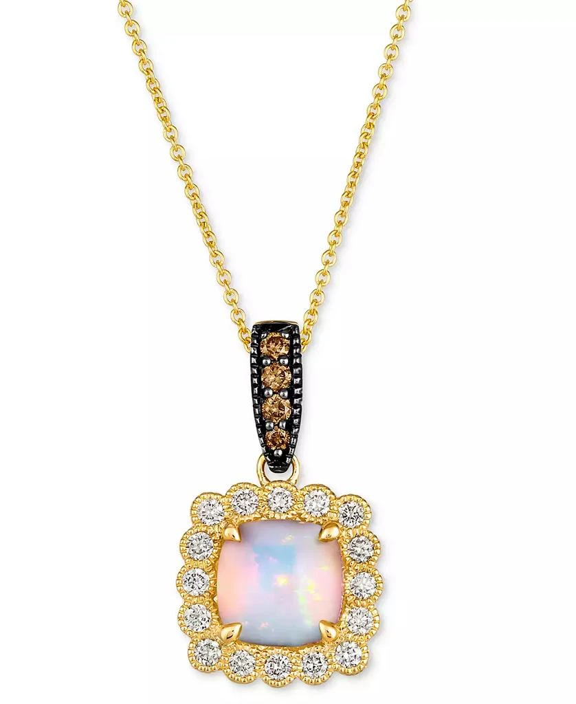 Le Vian Neopolitan Opal (1-1/4 ct. t.w.) 
Diamond (3/8 ct. t.w.) Halo Pendant Necklace in 14k Gold, 18" + 2" extender 1