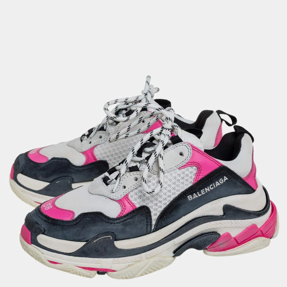 Balenciaga Balenciaga White/Pink Leather And Mesh Triple S Platform Sneakers Size 38 4
