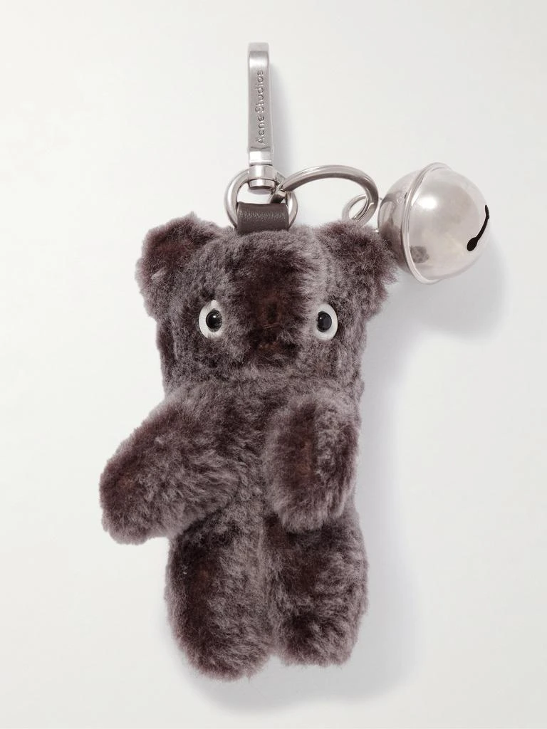 Acne Studios Silver-tone Leather-trimmed Shearling Keychain