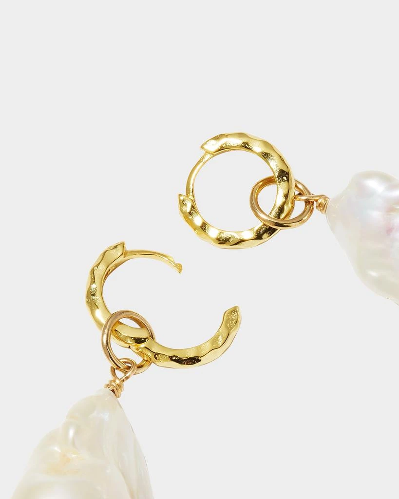 Margo Morrison Baroque Pearl Hammered Huggie Earrings 4