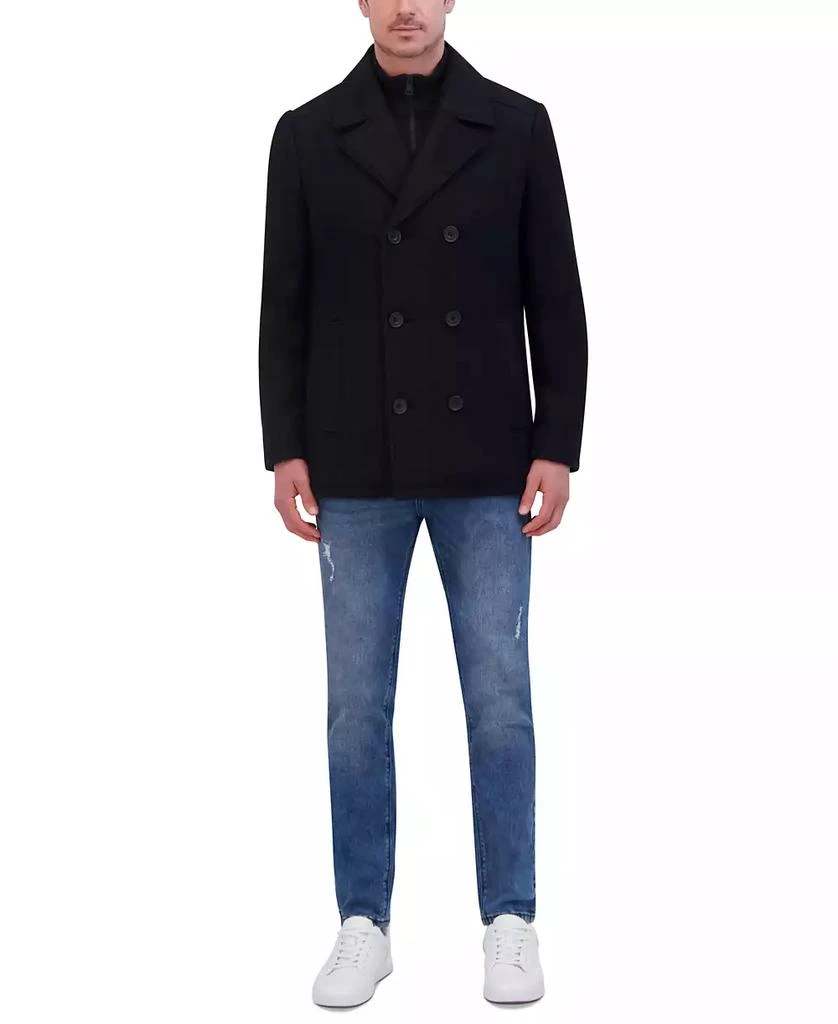 Kenneth Cole Men's Boucle Double Breasted Peacoat 5