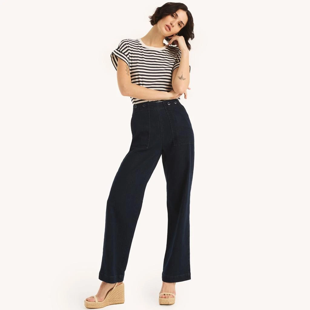 Nautica Womens Sustainably Crafted True Flex High-Rise Sailor Denim 1