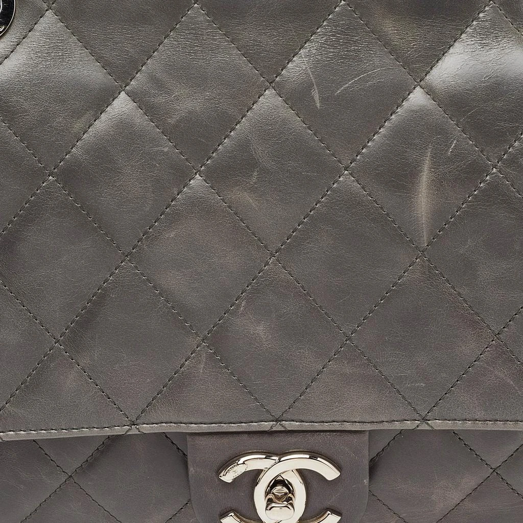 Chanel Chanel Grey Quilted Glazed Leather Small CC Delivery Bag 6