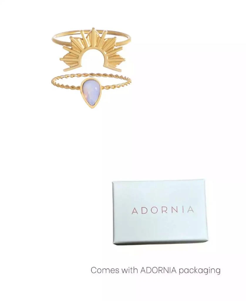 ADORNIA Tarnish Resistant Gold Opal Sunrise Ring Set 7