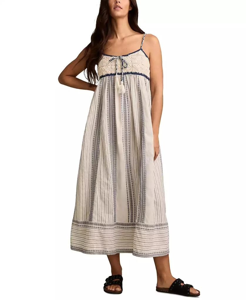 Lucky Brand Women
s Crochet Bodice Cotton Maxi Dress 1