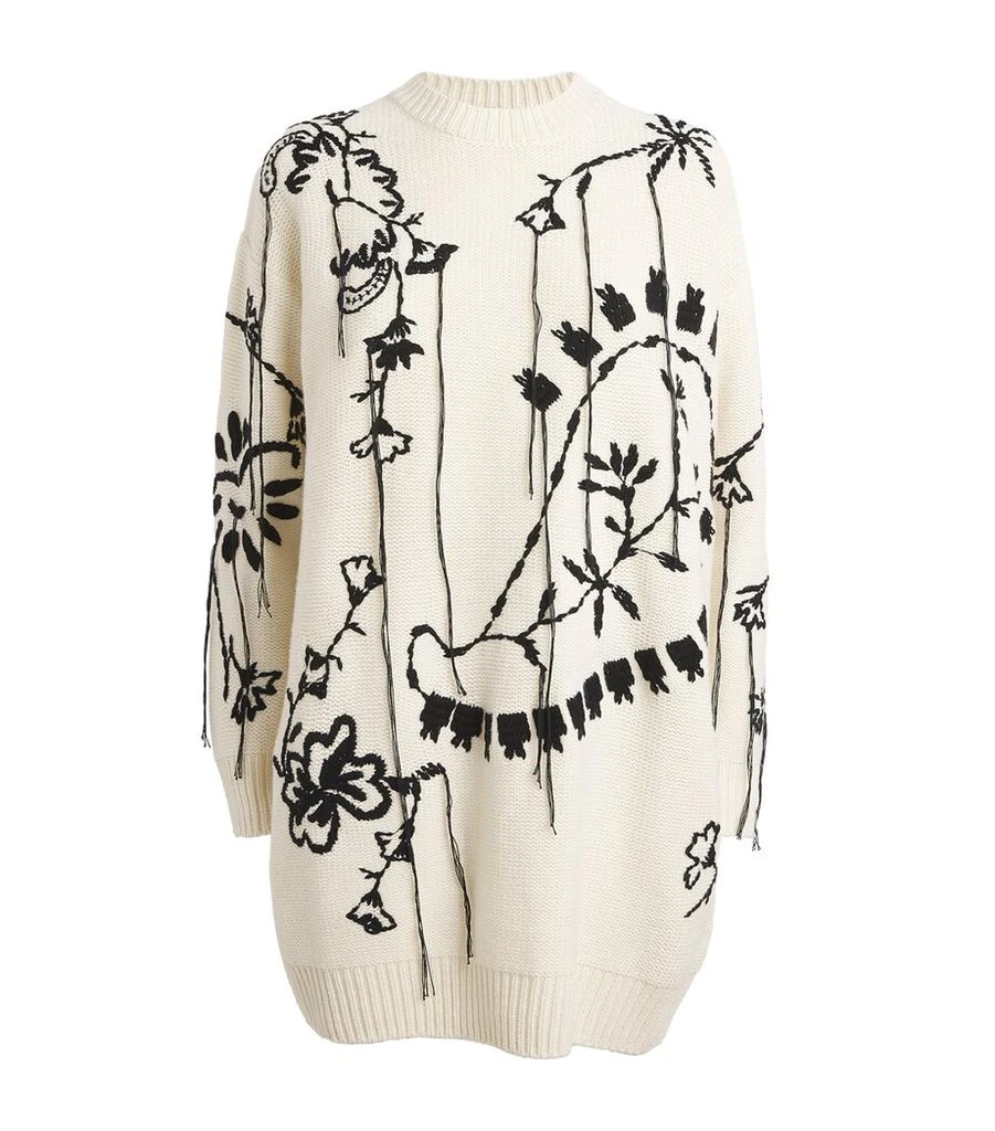 Max Mara | Woman - Embroidered wool and cashmere dress - White - Size L