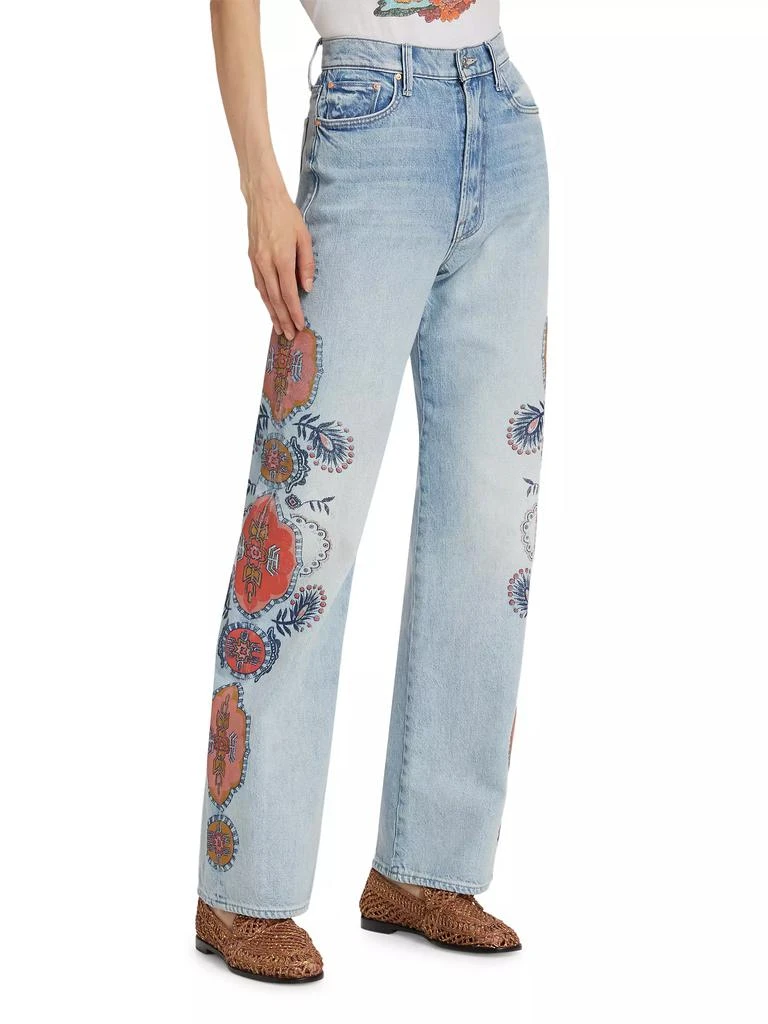 MOTHER The Maven Sneak Embroidery-Print Wide-Leg Jeans 4